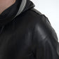 Elegant Black Leather Bomber Jacket