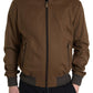 Elegant Brown Cashmere Bomber Jacket