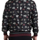 Elegant Silk Crewneck Pullover - Black Multicolor