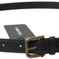 Elegant Black Italian Leather Belt