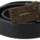 Elegant Black Leather Belt - Metal Buckle Closure