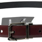 Elegant Bordeaux Leather Belt with Metal Buckle