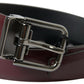 Elegant Bordeaux Leather Belt with Metal Buckle