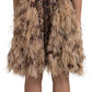 Sleeveless Leopard Chiffon Ostrich-Feather Dress