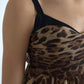 Sleeveless Leopard Chiffon Ostrich-Feather Dress