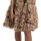 Sleeveless Leopard Chiffon Ostrich-Feather Dress