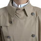 Khaki Double Breasted Trench Coat Jacket