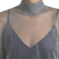 Elegant Gray Long Sleeve Mesh Top