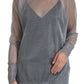 Elegant Gray Long Sleeve Mesh Top