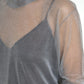 Elegant Gray Long Sleeve Mesh Top