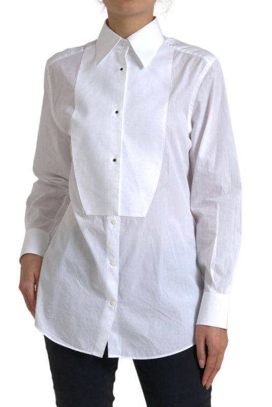 Elegant White Cotton Poplin Dress Shirt