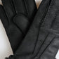 Elegant Black Leather Winter Gloves