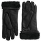 Elegant Black Leather Winter Gloves