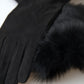 Elegant Leather Elbow Length Gloves with Fur Trim