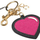 Elegant Black Leather Keychain with Fuchsia Accent