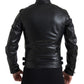 Sleek Black Leather Biker Jacket