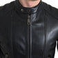 Sleek Black Leather Biker Jacket