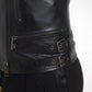 Sleek Black Leather Biker Jacket