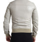 Cream Leather Bomber Jacket