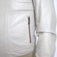 Cream Leather Bomber Jacket