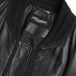 Elegant Black Leather Bomber Jacket