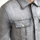 Elegant Gray Cotton Stretch Denim Jacket