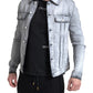 Elegant Gray Cotton Stretch Denim Jacket