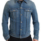 Elegant Blue Denim Stretch Jacket