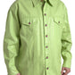 Elegant Light Green Cotton Button Down Shirt