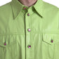 Elegant Light Green Cotton Button Down Shirt