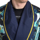 Marble Blue Silk Long Robe Luxury Sleepwear