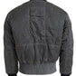 Elegant Gray Bomber Jacket Full Zip Closure