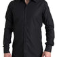 Elegant Black Gold Button Formal Shirt