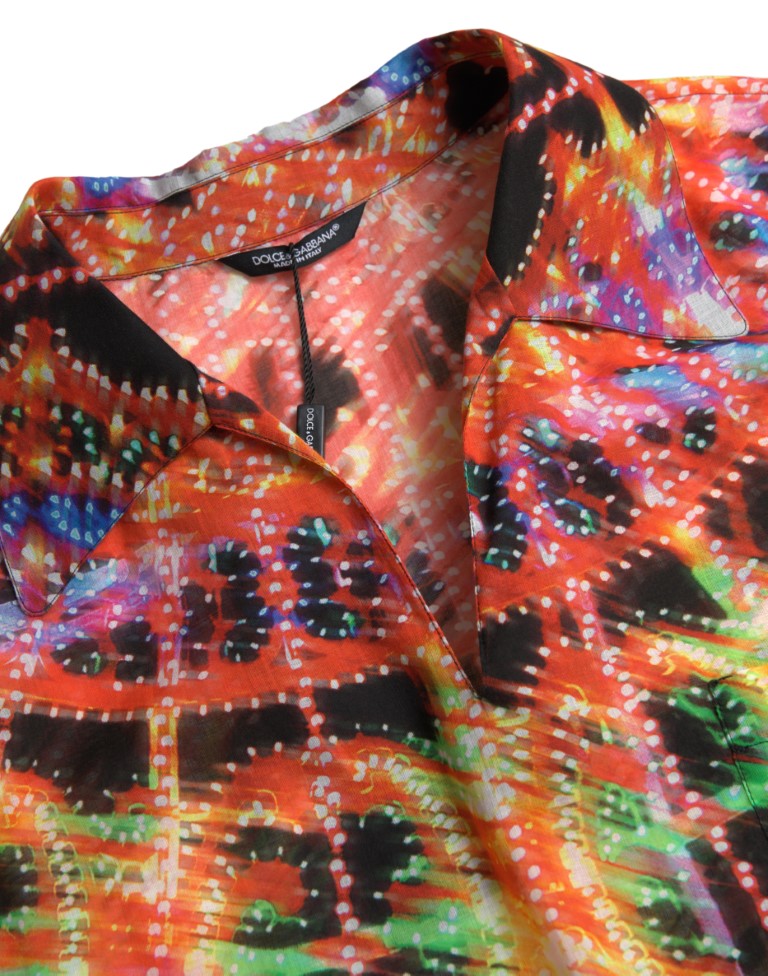 Multicolor Luminarie Print Cotton Polo Shirt