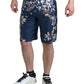 Silken Floral Bermuda Shorts in Blue