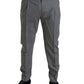 Elegant Skinny Wool Dress Pants in Grey