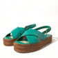 Elegant Green Espadrille Platform Sandals