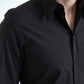 Elegant Slim Fit Black Cotton Dress Shirt