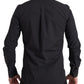 Elegant Slim Fit Black Cotton Dress Shirt