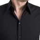 Elegant Slim Fit Black Cotton Dress Shirt