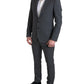 Elegant Grey Checkered Slim Fit Suit