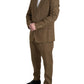 Elegant Brown Silk Blend Taormina Suit