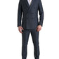 Elegant Blue Silk Blend Martini Suit