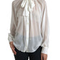 Elegant Sheer Silk Button-Up Blouse