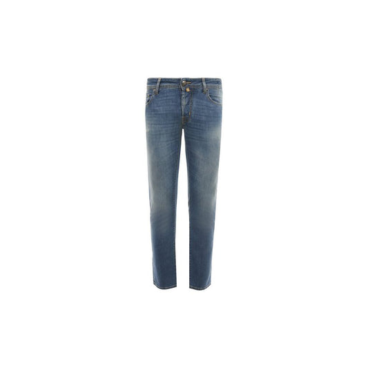 Light Blue Cotton Men Jeans with Stretch Fit