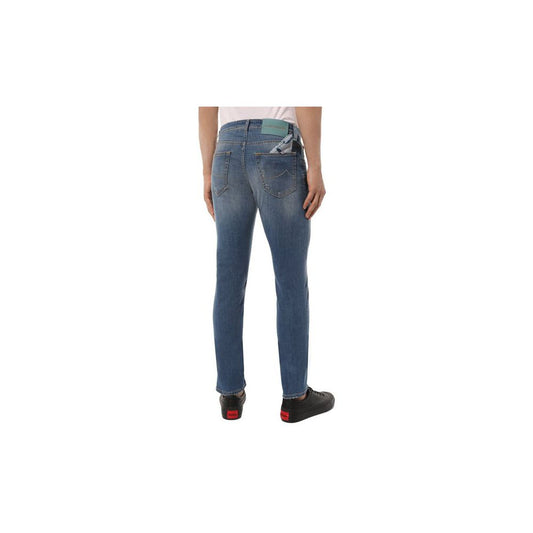 Light Blue Cotton Men Jeans with Stretch Fit
