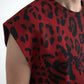 Red Leopard Print Cotton Tank Top