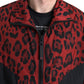 Red Leopard Zip Sweater Jacket