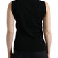 Elegant Crew Neck Wool Silk Tank with Bird Embroidery