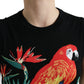 Elegant Crew Neck Wool Silk Tank with Bird Embroidery